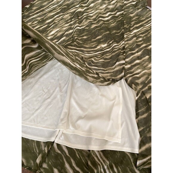 Catherines Women's Size 3X Green Pattern Print Side Split Chiffon Maxi Skirt - Picture 4 of 8